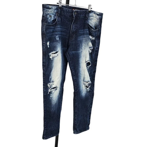Southpole Men's Bleach Wash Look Jeans Size 38 Distressed Y2K - Picture 4 of 10